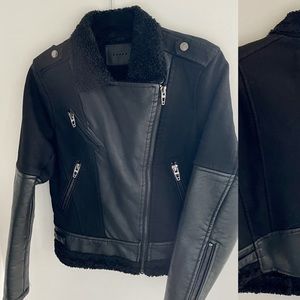 BLANK NYC faux leather and sherpa jacket